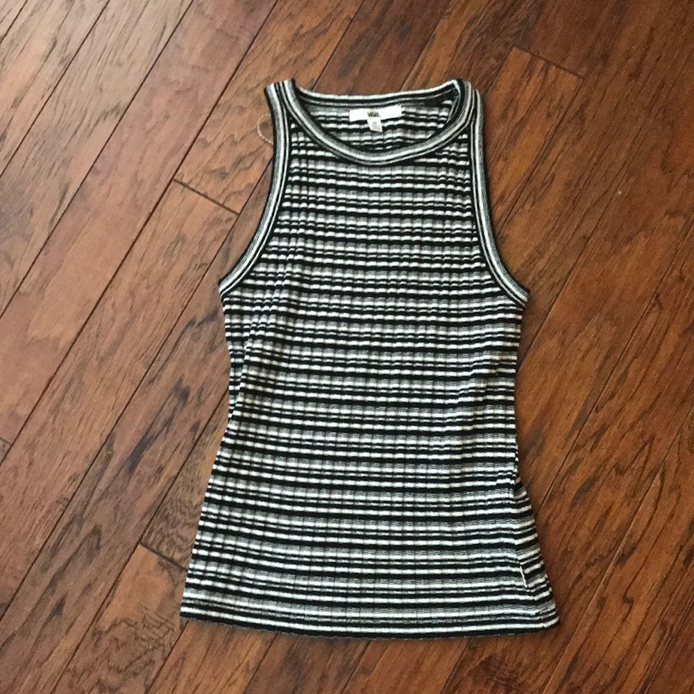 VANS black and white striped - no sleeve sweater